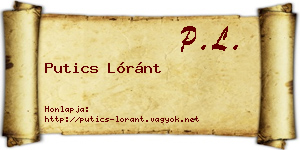 Putics Lóránt névjegykártya